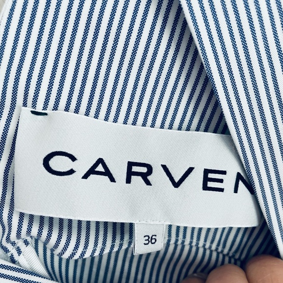 Carven blue pinstripe 100% cotton dress. Ruffled. Beautiful & comfortable. EU36 - Picture 7 of 14